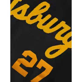 Men'S Baseball Shirt # 27 Black Sports Shirt Suitable For Street Sports Competition S-3XL