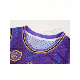 Men'S Basketball Jersey #24 - Purple & Yellow Floral Print, Sleeveless Athletic Tank Top For Parties, Performances, And Sports Events, Casual Wear Jersey.
