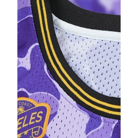 Men'S 24# Embroidered Basketball Jersey - Active Crew Neck Sleeveless Sports Wear - Breathable Polyester Fabric - For Basketball Training & Competition - Ideal Gift For Sports Fans--Four Seasons Wear