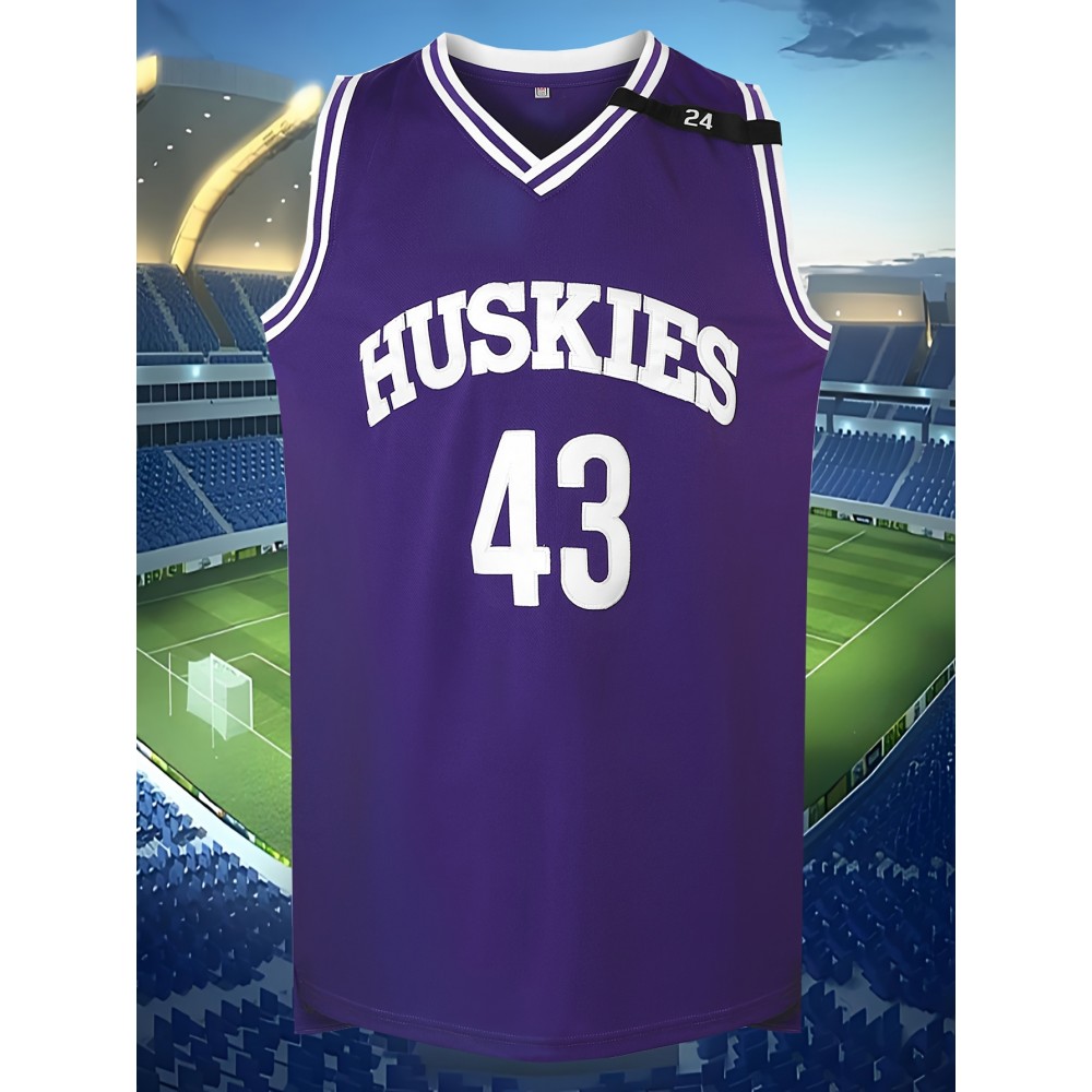 Men'S Basketball Shirt # 43 Purple Basketball Sports Shirt