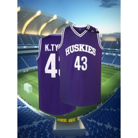 Men'S Basketball Shirt # 43 Purple Basketball Sports Shirt