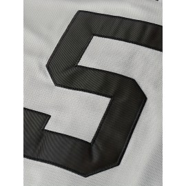 Men's Baseball Jersey #5 Gray - Breathable V-Neck Loose Fit Letter & Number Design for Team Sports, Outdoor Activities, Casual Wear & Parties - Machine Washable, Sports Team Apparel | Detailing