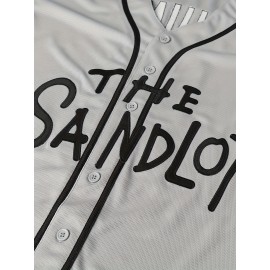 Men's Baseball Jersey #5 Gray - Breathable V-Neck Loose Fit Letter & Number Design for Team Sports, Outdoor Activities, Casual Wear & Parties - Machine Washable, Sports Team Apparel | Detailing