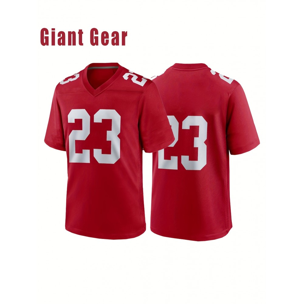 Men's American Football Jersey #23 Red V-Neck Embroidered Breathable Polyester Sportswear - Loose Fit for Streetwear, Team Sports, Beach & Outdoor Activities (S-3XL), Outdoor Activewear | Sporty Streetwear | Relaxed Fit