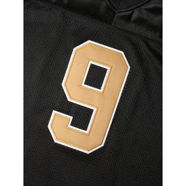 Men'S # 9 Black Embroidered Football Shirt - Breathable V-neck Casual Sweatshirt, Suitable For Outdoor Activities And Parties, Sizes S-XXXL