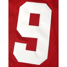 Men'S American Basketball Shirt # 9 Red Basketball Sports Shirt Suitable For Competition Training Casual Outerwear In Spring, Summer, And Autumn Breathable Round Neck Embroidered Polyester Loose Micro Elastic Fabric Size S-XXXL