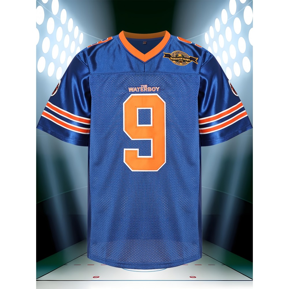 [Everyday Comfort] Men's #9 Blue American Football Jersey, V-Neck,, Polyester, Sizes S-XXXL - Ideal for Team Sports, Casual Wear & Training