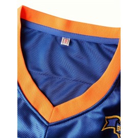 [Everyday Comfort] Men's #9 Blue American Football Jersey, V-Neck,, Polyester, Sizes S-XXXL - Ideal for Team Sports, Casual Wear & Training