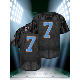 Men'S American Football Uniform # 7 Black Embroidered Polyester Sports Shirt