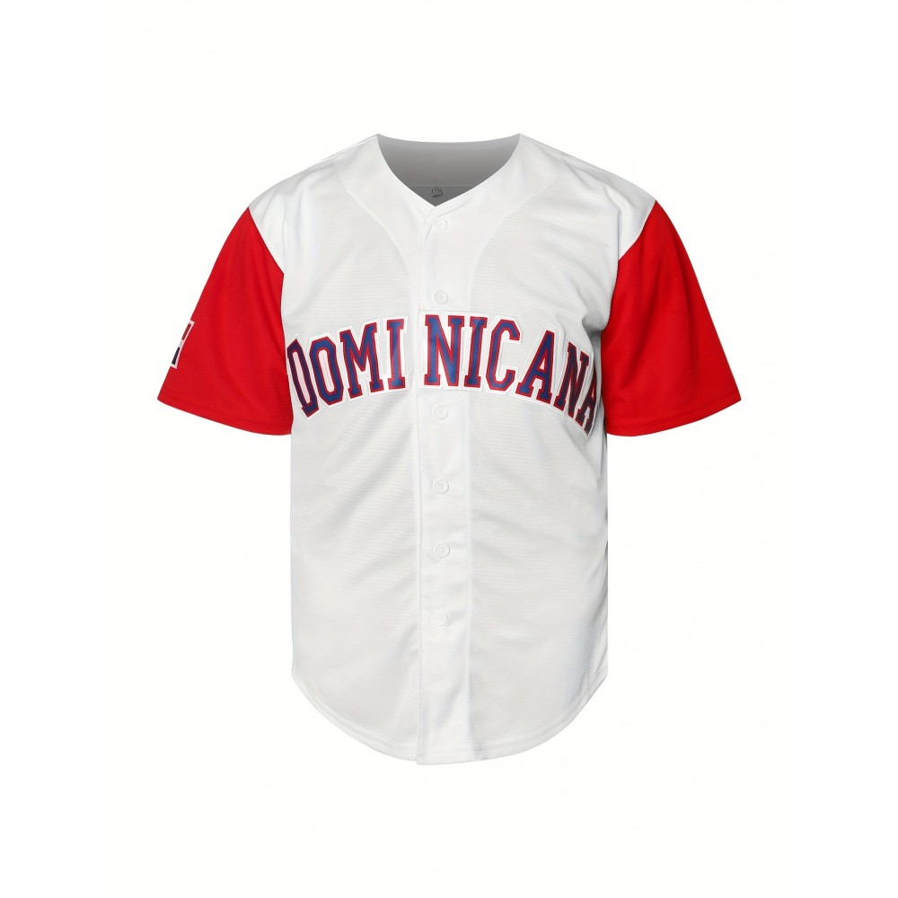 Men'S Dominican Republic #19 Vintage Embroidered Baseball Jersey