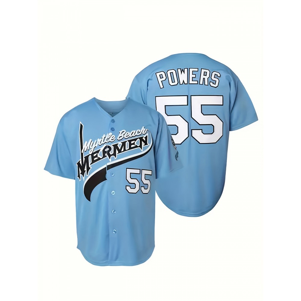 Men'S Baseball Jersey #55 Vintage Stitched Men Movie Baseball Jersey Blue S-3XL