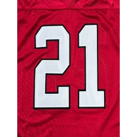 Men'S Rugby Shirt # 21 Red Embroidered Rugby Shirt Loose Fit Polyester Knitted - Perfect For Casual And Sportswear Machine Washable - Sizes From S To XXXL