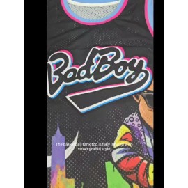 Men's Bad Boy Basketball Jersey 90s Hip-Hop Style - SMALLS 72 Graphic, Breathable Polyester Mesh, Loose Fit Sleeveless Tank Top for All-Season Casual & Sports Wear, Vibrant Design | Moisturewicking Fabric