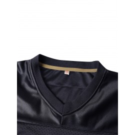 Men'S American Football Shirt # 4 Deep Blue V-neck Breathable Embroidered Sweatshirt
