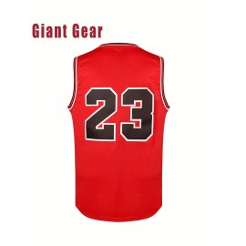 Men'S # 23 Red Basketball Shirt Breathable Polyester Fiber Sports Shirt Detail Design Loose Fit Suitable For Spring, Summer, And Autumn Sizes S-3XL