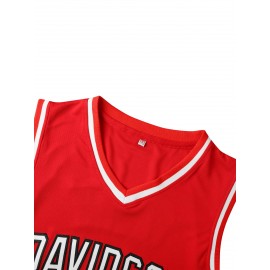 Men'S #30 Vintage College Basketball Jersey Embroidered Lettering Loose Fit White&Red
