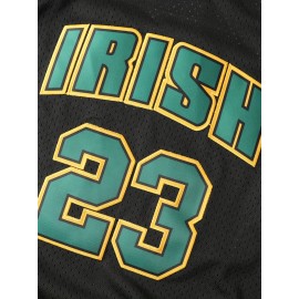 Men's #23 Irish Basketball Jersey - Black & Yellow Sleeveless Tank Top, Breathable Mesh Fabric, Moisture-Wicking, Loose Fit for Sports, Parties & Casual Wear