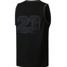 Men'S Basketball Jersey #23 Black Embroidered Sports Tank Top