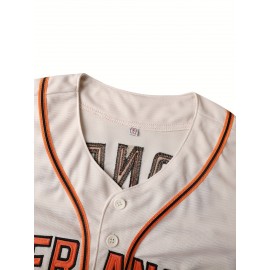 Men'S # 25 Beige Baseball Jersey - Breathable Embroidered Polyester Fiber Loose Fit V-neck And Button Closure Perfect For Team Sports, Casual Outings, And Training. Size S-3XL Is Perfect For Christmas