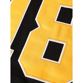 Men's Black Ice Hockey Sweater #18 - Breathable V-Neck, Loose Fit for Competition Training, Streetwear & Outdoor Activities, All Seasons, Sizes S-XXXL, 100% Polyester, Machine Washable, Hockey Jersey
