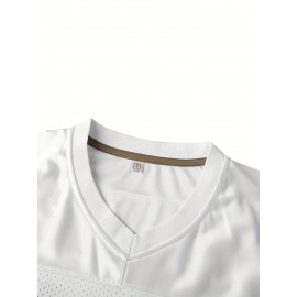 Men's American Football Jersey | V-Neck Polyester Top | Purple Number 18 | Multi-Size S-XXXL | Machine Washable & Dry Clean Safe | Ideal for Sports, Casual & Outdoor Activities | Breathable & Comfortable | Perfect for Training, Running, Hiking & Parties