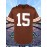 Men's #15 Brown American Football Jersey - V-Neck,, Polyester, Ideal for Training & Team Sports, Sizes S-XXXL, Team Jersey|Vneck Sports Top| Detailing