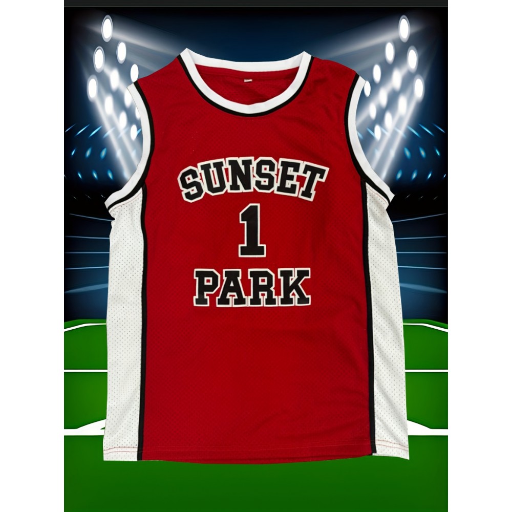 Men's #1 Basketball Jersey - Breathable Mesh Polyester V-Neck Sports Shirt with Details, Perfect for Team Sports, Casual Wear, and Fan Events, Best for Christmas