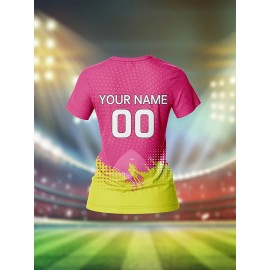 Customizable Women'S Pink Soccer Jersey with V-Neck, Team Name & Number Print - Breathable, Quick-Dry, Comfort Fit for Training & Fitness, Team Sports Apparel | Vibrant Jersey | Comfortable Fit, Soccer Gear