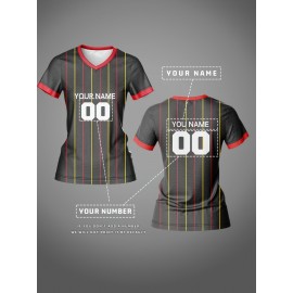 Outdoor Adventures | Customizable Women's V-Neck Football Jersey - Personalized Name & Number, Breathable, Quick-Drying Polyester Sports Top for Team Training, Casual Wear & Light Activities
