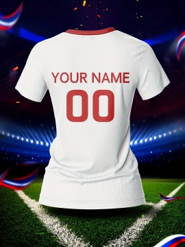 [Comfortable] Customizable Women's V-Neck Soccer Jersey - Personalized Name & Number, Breathable Polyester, Quick-Dry Athletic Top for Team Training, Sports Fitness & Casual Wear