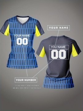 [Quickdry] Customizable Women's V-Neck Soccer Jersey - Personalized Name & Number, Breathable Polyester, Quick-Dry Sports Top for Team Training & Casual Wear