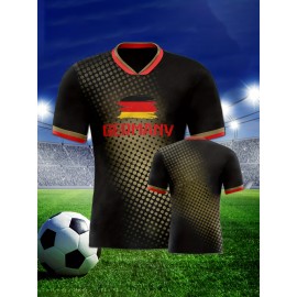Professional Sports Fabric Women's Creative Pattern Print Country Home Soccer Jersey T-shirt, As Gifts For Sports Fans
