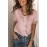 Pink Ruffles Button Short Sleeve Shirt with Lace Detail