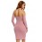 Pink Knit Ribbed Choker Off Shoulder Dress